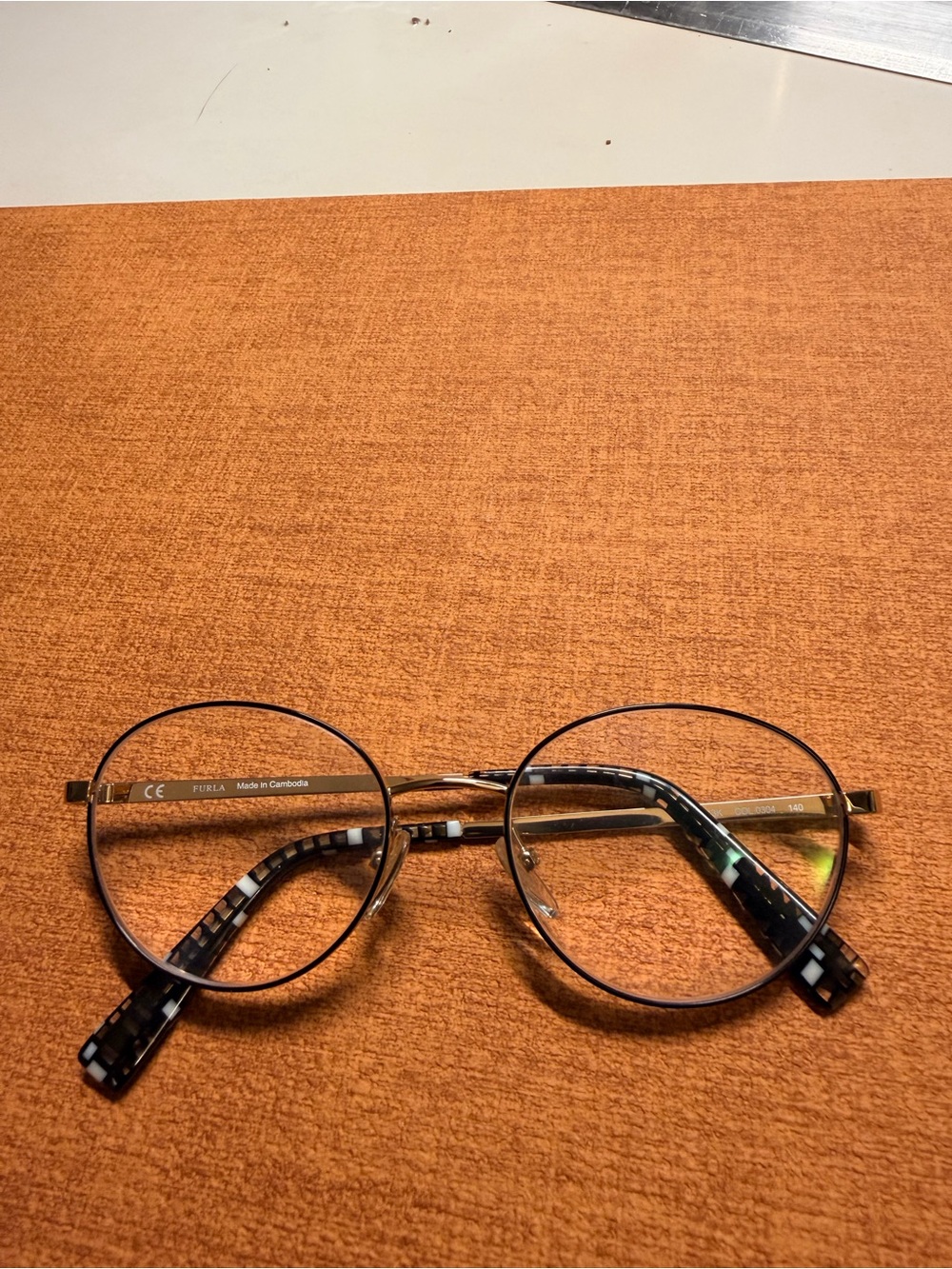 Furla Round Metal Glasses with Black and Tortoiseshell Temples